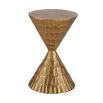 Sand timer shaped gold accent table, with smooth top