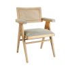 A luxurious Scandinavian-inspired rattan and natural ash upholstered armchair