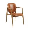 caramel leather armchair with a weathered natural ash