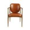 caramel leather armchair with a weathered natural ash