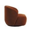 A luxurious armchair with a sumptuous upholstery and stylish swivel base