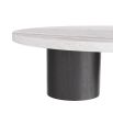 Stunning round coffee table with white marble top and black cylinder base