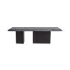 Black coffee table with marble top and cubist details