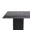 Black coffee table with marble top and cubist details