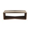 Wooden coffee table with leather top and lower shelf