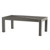 Rectangular cocktail table with simple frame and stitched leather covering
