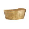 Coffee table in natural, curved silhouette in antique brass finish.