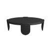 Contemporary ebony wooden coffee table with four smaller textured oval supports