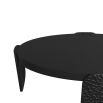 Contemporary ebony wooden coffee table with four smaller textured oval supports