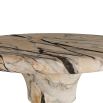 Mid-century style marble coffee table with cinched waist and floating top