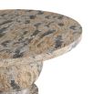 Marble-like pedestal entry table with sculptural top playfully balancing on totemic base