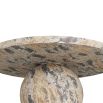 Marble-like pedestal entry table with sculptural top playfully balancing on totemic base