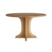 Sculptural wooden entry table with cinched illusion base