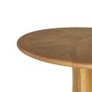 Sculptural wooden entry table with cinched illusion base