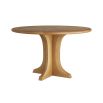 Sculptural wooden entry table with cinched illusion base
