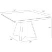 Angular art deco inspired square dining table in dark reddish wood finish