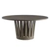 Circular outdoor dining table with tapered crown base