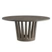 Circular outdoor dining table with tapered crown base