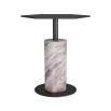 Hexagonal top side table with marble pillar