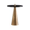 Side table with sharp antique brass base and black round table top
