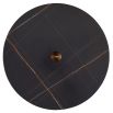 Side table with sharp antique brass base and black round table top