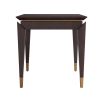 Vintage-style square accent table with angled legs and brass tips