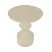 Side table made of concrete composite when an angular geometric base and cylindrical top