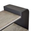 Bookcase with three wooden shelves and a metal exterior
