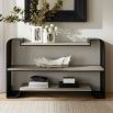 Bookcase with three wooden shelves and a metal exterior