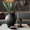 Classic black metal urn with small handle details