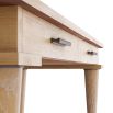 Wooden desk featuring radial starburst pattern and floating drawer case