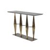 Console table with black marble top and sculptural gold base