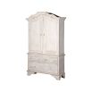 A Scandinavian inspired, hand carved white cabinet with two doors, adjustable shelving and three drawers 