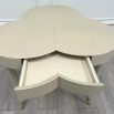 Clearance Flow Leather Trefoil Table - Bone - A