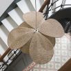 natural fibre woven ceiling light shaped with draping petals