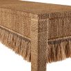 Console table with abaca fringing