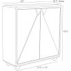 Sleek grey cabinet with two doors and triangular handle detailing