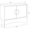 Low-standing cabinet with beautiful eucalyptus wood veneer and circular handle