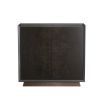 Sleek cabinet with two doors in dark antique brass finish