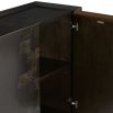 Sleek cabinet with two doors in dark antique brass finish