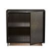 Sleek cabinet with two doors in dark antique brass finish