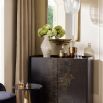 Sleek cabinet with two doors in dark antique brass finish