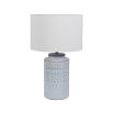 Delicate blue ceramic table lamp with linen shade