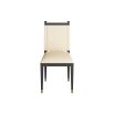 Geometric dining chair of luxurious ivory leather and ebony-finished beechwood 