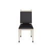 Geometric dining chair with luxurious ebony leather and smoke-finished beechwood