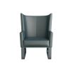 Modernised blue wrapped-leather wingback chair 