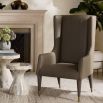Wingback armchair covered in rich dove leather