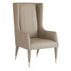 Wingback armchair covered in rich dove leather