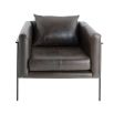 Armchair in brown leather in angular frame