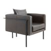Armchair in brown leather in angular frame